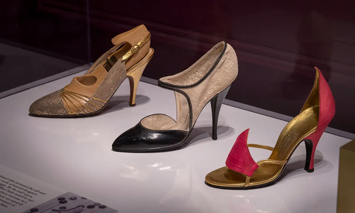 Three singular high heels in a row